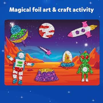 Skillmatics Art & Craft Activity - Foil Fun Space, No Mess Art for Kids, Craft Kits & Supplies, DIY Creative Activity, Gifts for Boys & Girls Ages 4, 5, 6, 7, 8, 9, Travel Toys