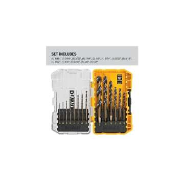 DEWALT 14-Piece Drill Bit Set – 135 Degree Split Point for Wood, Metal & Plastic