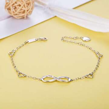 Billie Bijoux Sterling Silver Infinity Anklet for Women