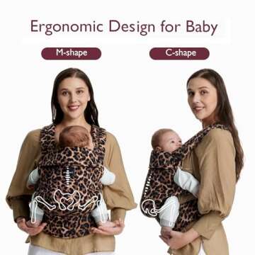 Momcozy Baby Carrier - Ergonomic, Cozy and Lightweight Carrier for 7-44lbs, Effortless to Put On, Ideal for Hands-Free Parenting, Enhanced Lumbar Support, Purehug for Infant to Toddler, Leopard