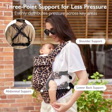 Momcozy Baby Carrier - Ergonomic, Cozy and Lightweight Carrier for 7-44lbs, Effortless to Put On, Ideal for Hands-Free Parenting, Enhanced Lumbar Support, Purehug for Infant to Toddler, Leopard