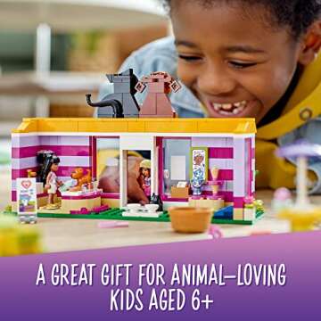 LEGO Friends Pet Adoption Café 41699 Building Toy - Collectible Animal Rescue Set with Olivia & Priyanka Mini-Dolls, Cat & Dog Figures, Creative Toys for Boys, Girls, and Kids Ages 6+