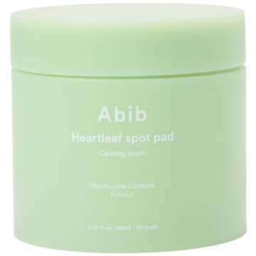 Abib Heartleaf Spot Pad Calming Touch 80 Pads | Korean Skincare Toner Pads for Face, Hydrating & Refreshing, Redness Relief, Pore Care, Acne Treatment, Soothing Sensitive Skin, K-Beauty Essentials