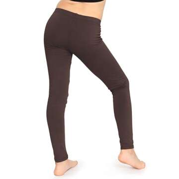 STRETCH IS COMFORT Girl's Cotton Leggings Brown XX-Small