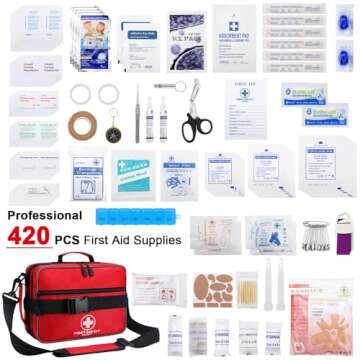 Poygik Premium 420 Piece Large First Aid Kit for Home, Car, Travel, Camping, Truck, Hiking, Sports, Office, Vehicle & Outdoor Emergencies - Emergency Medical Kits, Businesses & Home Medical Supplies