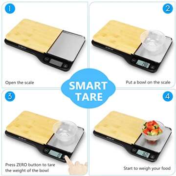 NUTRI FIT Food Scale - 3 in 1 Digital Kitchen Scale, Weight Grams and Ounces with Removable Cutting Board & Tray, LCD Display, 11lb 5kg, Easy for Cooking Baking & Meal Prep, Batteries Included