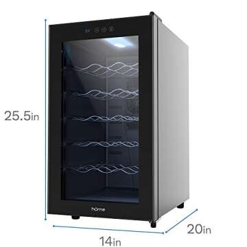 hOmeLabs 18 Bottle Wine Cooler - Free Standing Single Zone Fridge and Chiller for Red and White Wines