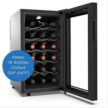 hOmeLabs 18 Bottle Wine Cooler - Free Standing Single Zone Fridge and Chiller for Red and White Wines