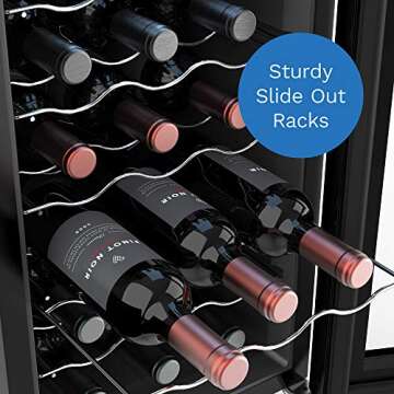 hOmeLabs 18 Bottle Wine Cooler - Free Standing Single Zone Fridge and Chiller for Red and White Wines