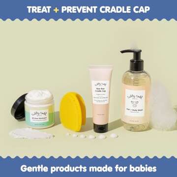 Tubby Todd Baby Cradle Cap Solution - The Bye-Bye Cradle Cap Kit - Cradle Cap Gel 1.8 Oz, Shampoo + Body Wash 8.5 Oz, Lotion 8.5 Oz, All Over Ointment 3.5 Oz, & Cradle Cap Brush - Fragrance-Free