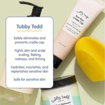 Tubby Todd Baby Cradle Cap Solution - The Bye-Bye Cradle Cap Kit - Cradle Cap Gel 1.8 Oz, Shampoo + Body Wash 8.5 Oz, Lotion 8.5 Oz, All Over Ointment 3.5 Oz, & Cradle Cap Brush - Fragrance-Free