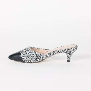 The Drop Women's Paulina Pointed Toe Two-Tone Mule, Tweed/Black, Size 10 - Stylish Footwear for Every Occasion