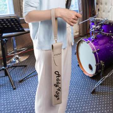 CALLIE Drum Stick Bag Personalized, Custom Name on Portable Drumstick Bags & Cases, PU Leather Drumstick Holder for Drummers, Christmas Gifts for Drummers