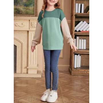 Blibean Teen Girls Fall Puff Long Sleeve Tops