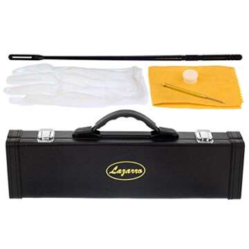 Lazarro Professional Silver Nickel Closed Hole C Flute for Band, Orchestra, with Case, Care Kit and Warranty, 120-NK