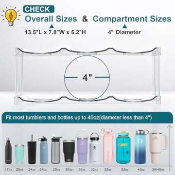 Stackable Water Bottle Organizer for Tumblers