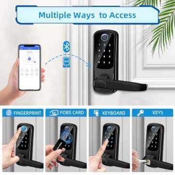 Smart Door Lock with Handle: Keyless Entry Door Lock for Front Door -Fingerprint Smart Lock