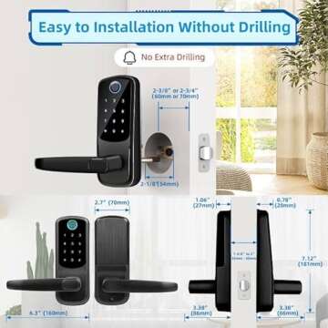 Smart Door Lock with Handle: Keyless Entry Door Lock for Front Door -Fingerprint Smart Lock