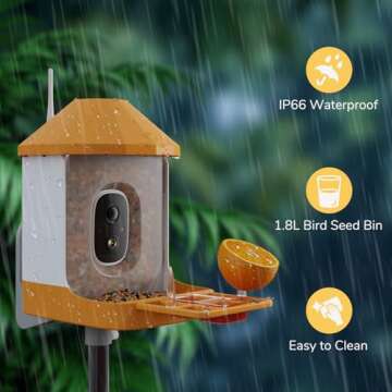 Dzees Smart Bird Feeder with Camera, 32G Card, AI Identify Birds Species, Capture Bird Video, Instant Notifications, Live View, Solar Powered, for Family, Ideal Gifts for Bird Lovers