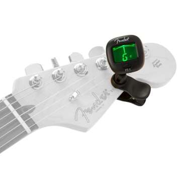 Fender FT-1 Professional Guitar Tuner Clip On, Stocking Stuffers, Guitar Accessories, with 1-Year Warranty, Full-Range Chromatic Guitar Tuner with Dual-Rotating Hinges, A4 Calibration