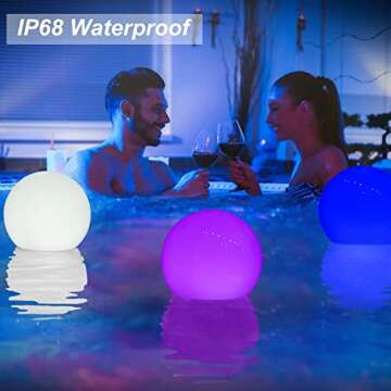 Solar Pool Lights Floating, IP68 Waterproof Hot Tub Light Glow Balls Light, Color Changing LED Orb Lights, Solar Pool Light Up Ball Light for Gift,Outdoor Pond Light for Above Ground Pool,Hot Tub-4Pcs