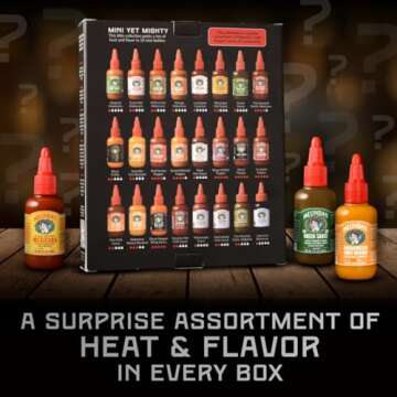 Melinda’s Mini Hot Sauce Variety Pack - Surprise 10 Pack (2 Oz Each) - Gourmet Hot Sauce Gift Set with Travel Friendly Mini Hot Sauce Bottles in 24 Possible Flavors