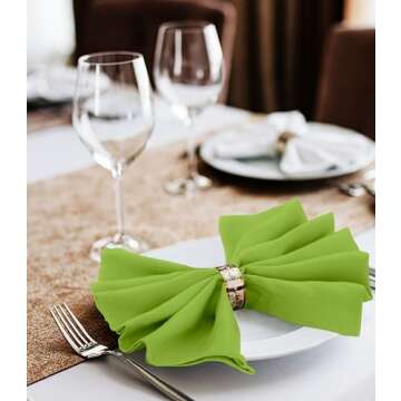 Utopia Home [24 Pack, Apple Green] Cloth Napkins 17x17 Inches, 100% Polyester Dinner Napkins with Hemmed Edges, Washable Napkins Ideal for Parties, Weddings and Dinners