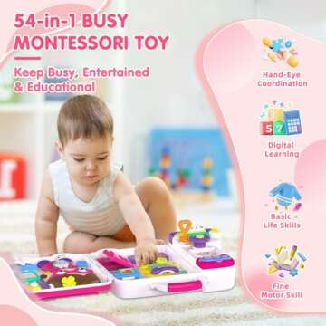 Ryotagift Baby Montessori Busy Board for 1-3 Year Old Boy Girl Gift, Early Educational Toy for Toddlers 1-3