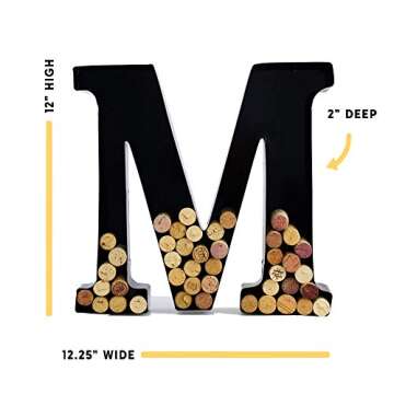 will's Metal Wine Cork Holder - Letters A to Z | Modern Housewarming Gift, Home Bar Decor, Wine Gift, Bridal Shower Gift, Engagement Gift | Large Wall Art | Home Décor