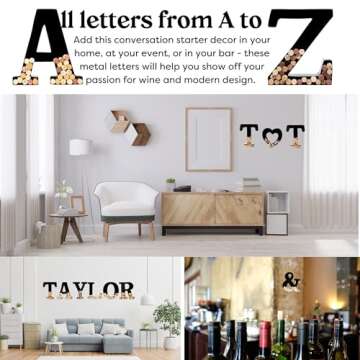 will's Metal Wine Cork Holder - Letters A to Z | Modern Housewarming Gift, Home Bar Decor, Wine Gift, Bridal Shower Gift, Engagement Gift | Large Wall Art | Home Décor