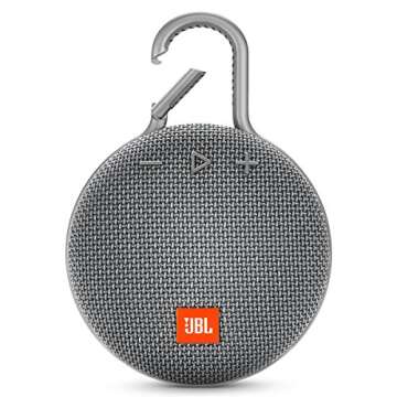 JBL Clip 3, Gray - Waterproof, Durable & Portable Bluetooth Speaker - Up to 10 Hours of Play - Includes Noise-Cancelling Speakerphone & Wireless Streaming