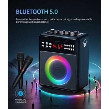 Karaoke Machine for Adults, Portable Karaoke Machine with Bluetooth and 2 Wireless Microphones, Karaoke Speaker with Lights Supports for TWS,USB,FM,REC,AUX in,TF Card for Party