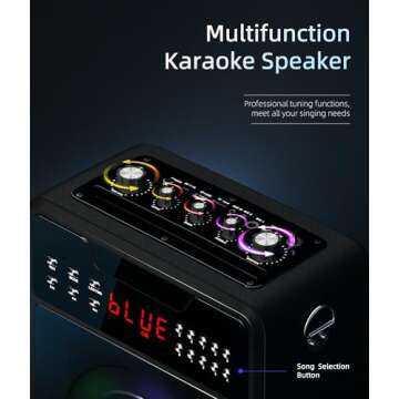 Karaoke Machine for Adults, Portable Karaoke Machine with Bluetooth and 2 Wireless Microphones, Karaoke Speaker with Lights Supports for TWS,USB,FM,REC,AUX in,TF Card for Party