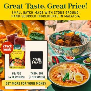 Homiah Curry Paste Sampler (Value 3 Pack x 7 Oz) Gluten Free Non-GMO Malaysian Curry Paste – Vegan Red Curry Laksa Rendang Paste Thai Essentials for Kitchen – Premium Thai Curry Paste for Asian Dishes