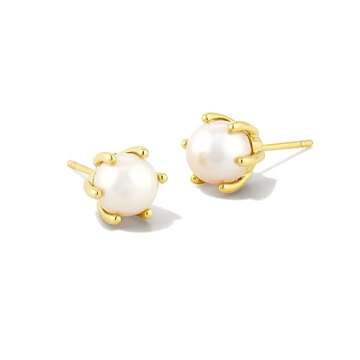 Kendra Scott Ashton Gold Pearl Stud Earrings, Fashion Jewelry For Women