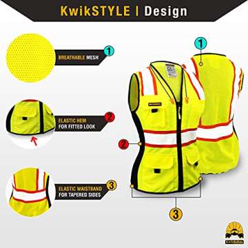 KwikSafety Women’s Safety Vest with Snug-Fit & Pockets