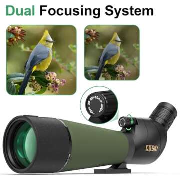 Gosky Updated 20-60x80 Spotting Scopes with Tripod, Carrying Bag and Quick Phone Holder - BAK4 High Definition Waterproof Spotter Scope for Bird Watching Wildlife Scenery1,Green