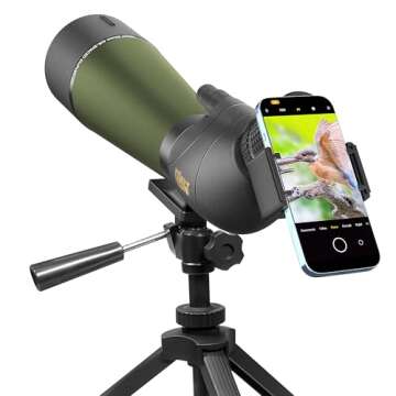 Gosky Updated 20-60x80 Spotting Scopes with Tripod, Carrying Bag and Quick Phone Holder - BAK4 High Definition Waterproof Spotter Scope for Bird Watching Wildlife Scenery1,Green