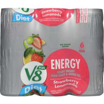 V8 +Energy Diet Strawberry Lemonade Juice Energy Drink, 8 fl oz Can (6 Pack)