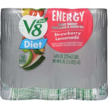 V8 +Energy Diet Strawberry Lemonade Juice Energy Drink, 8 fl oz Can (6 Pack)