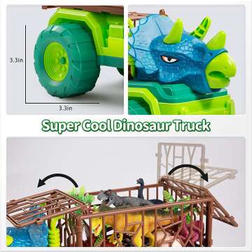 Dinosaur Truck Toy Set with 8 Figures for Kids