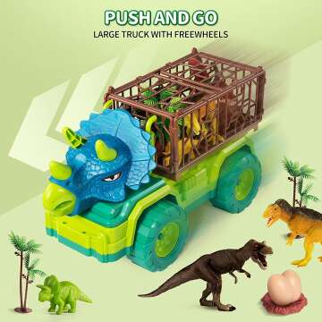 Dinosaur Truck Toy Set with 8 Figures for Kids