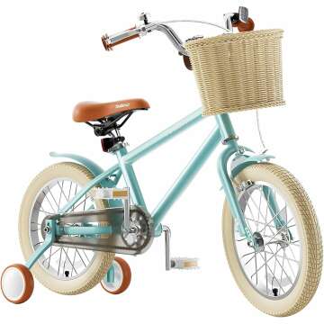 Girls' Kids Bike for Ages 3-8 with Training Wheels, Basket & Bell