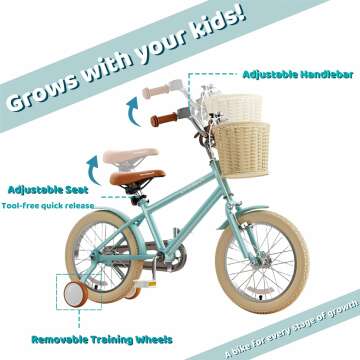 Girls' Kids Bike with Training Wheels & Basket