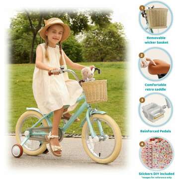 Girls' Kids Bike with Training Wheels & Basket