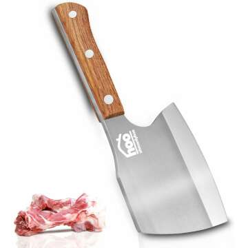 Heavy-Duty Meat Cleaver Knife - 6" Axe Bone Chopper for Kitchen & Restaurant