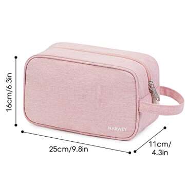 Narwey Travel Toiletry Bag for Women Traveling Dopp Kit Makeup Bag Organizer for Toiletries Accessories Cosmetics (Pink)