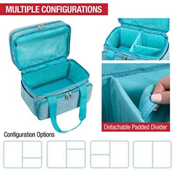 SINGER Sewing Accessories Organizer (Bag Only) – Double Layer Portable Sewing Storage Bag | 2 Detachable Pouches and 18 Compartments, Large Sewing Supplies & Crafting Carry-all (Teal)