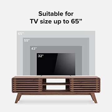 mopio Ensley TV Stand, Mid-Century Modern Television Stand for 55/60/65 inch TV, Farmhouse Entertainment Center with Storage, Media Console Credenza Table for Living Room, Bedroom (Walnut, 59")