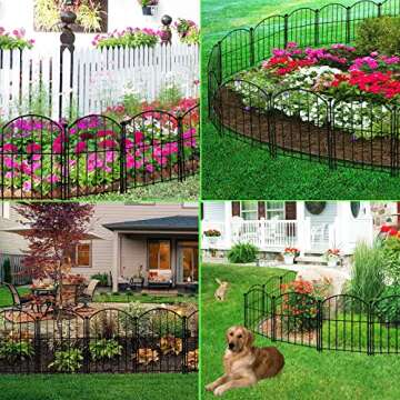 Thrivinest Decorative Garden Fence 21in x26ft, 26 Pack Rustproof Metal No Dig Fence Animal Barrier for Dog, Arched Flower Bed Edging Ornamental Wire Border Panel Fencing for Yard Patio Outdoor Decor